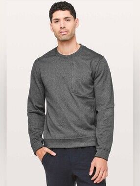 Lululemon City Sweat Crew *Thermo Size Large in Heathered Coal Brushed Fleece